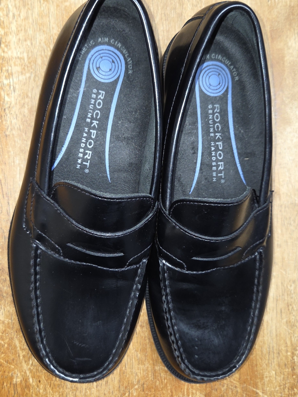 Rockport Black Leather Slip-On Penny Loafers